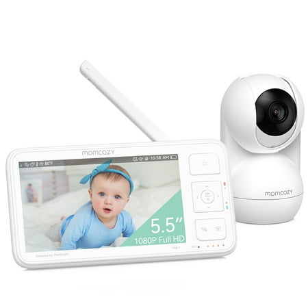 Momcozy BM03 Video Baby Monitor, 5.5" 1080P Full HD with Camera, Non-WiFi, Infrared Night Vision, Long-Range, Local Storage