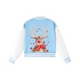 thumbnail image 5 of Staki Girls Christmas Long Cardigan Hoodies Girl's Cute Christmas Button Up Baseball Jacket Fall Outerwear with Pockets(Light Blue,9-10 Years), 5 of 7