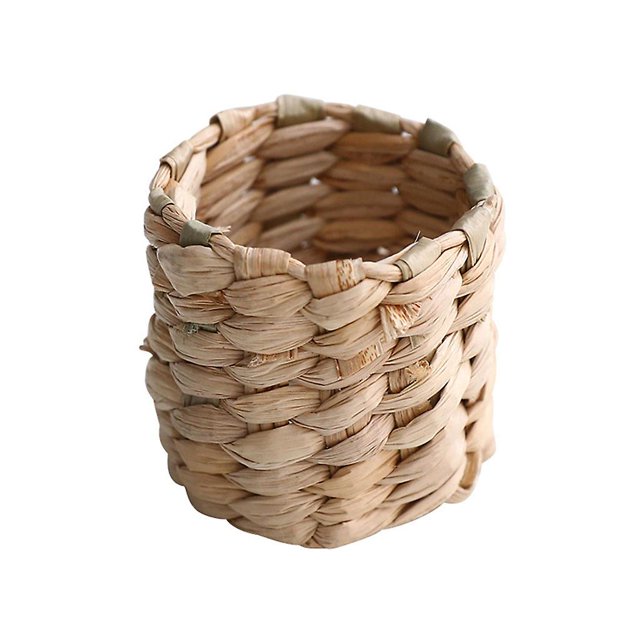 Anillo de servilleta de tejido rústico hecho a mano con hebilla de cucurbita de cola de gato natural para decoración de mesa de cena, suministros para fiestas de bodas, Rush
