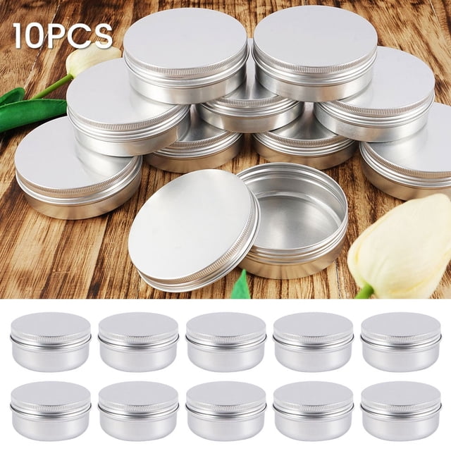 10Pcs Aluminum Tin Cans Cosmetic Sample Storage Containers Jars with Screw Lid Travel Metal Empty Tin for Salve Candy Lip Balm