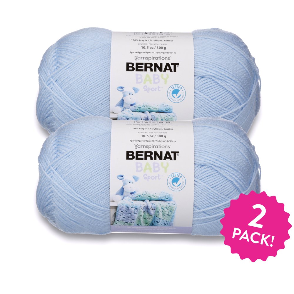 Bernat Baby Sport Yarn, Baby Blue, 10.5oz(300g), Light, Acrylic, 2 pack