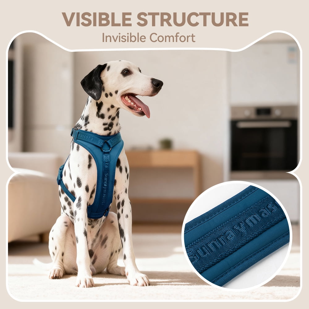 No Pull Dog Harness with Lycra, Three-Point Force Dispersion , Adjustable Breathable Mesh for Small Medium Large Dogs