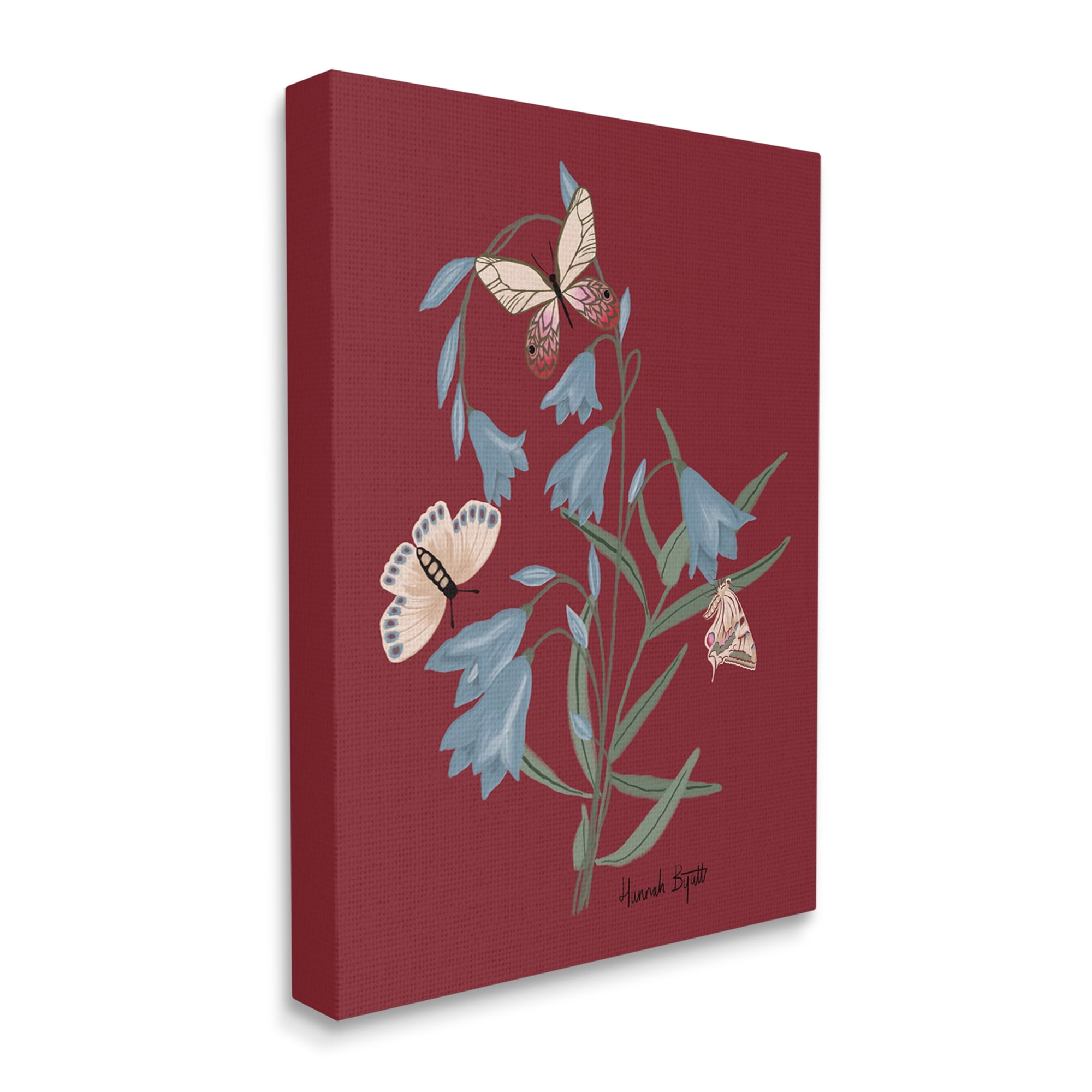 Stupell Industries Butterflies & Flower Sprigs Animals & Insects Painting Gallery Wrapped Canvas Print Wall Art, 16 x 20