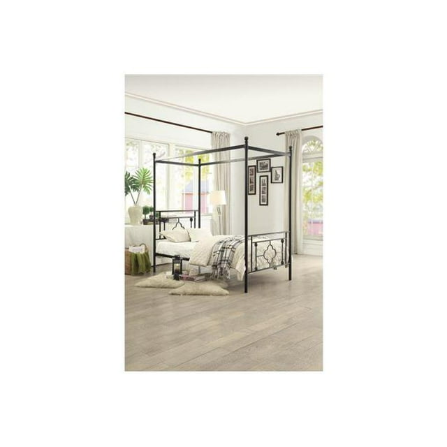 Home Elegance 1758T-1 Lit Plateforme à Baldaquin en Métal Hosta 77 Po. Taille Simple avec Poteau Rond - Vintage