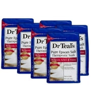 Dr Teal,S Pure Epsom Salt Soaking Solution Value 6 Pack (36Lbs Total) - Unscented Epsom Salt, Ultra Fine - Relax Tired Muscles - Six 6Lb Bags - Calming Epsom Bath - Fragrance Free.