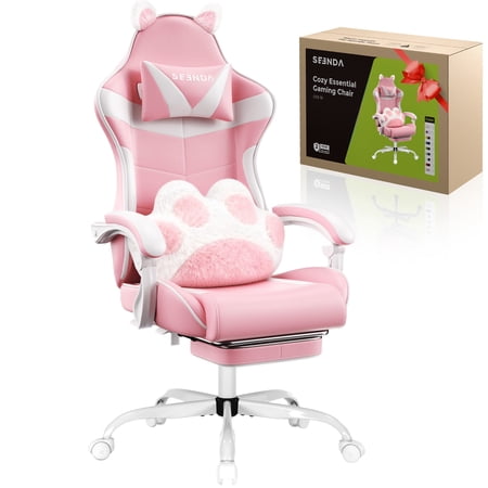 Gaming Chair, Seenda Ergonomic Video Game Chair with Footrest and Lumbar Support,Computer Chair Height Adjustable with Swivel Seat and Headrest