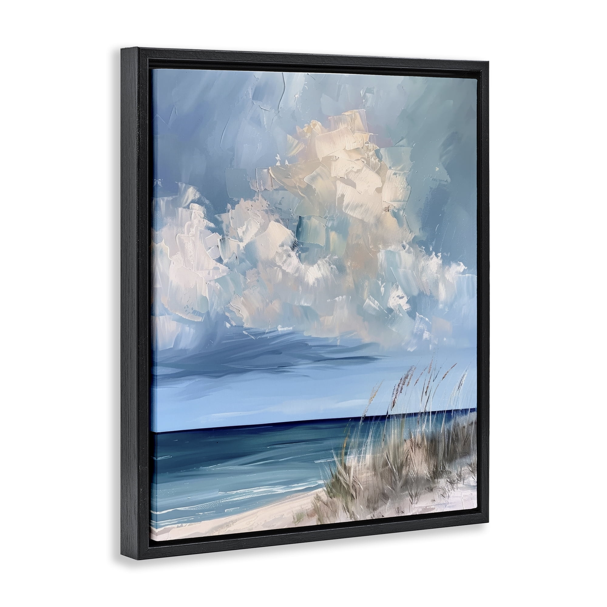 Stupell Industries A Storm Is Coming on Beach Black Framed Floater Canvas Wall Art, design by Petal Prints Design