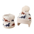 thumbnail image 4 of Kids Gloves and Hat Set Unisex Toddler Winter Warm Knitted Cap and Lined Neck Warmer Printed Soft Cold Weather Gear for Boys and Girls White 2 Years-6 Years, 4 of 5