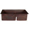 thumbnail image 3 of Premier Copper Products  33-inch Hammered Copper Kitchen 60/40 Double Basin Sink with Short 5" Divider, 3 of 5