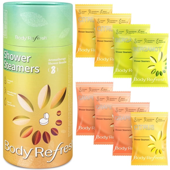 Shower Steamers BodyRefresh, paquete de 8 aceites esenciales de aromaterapia