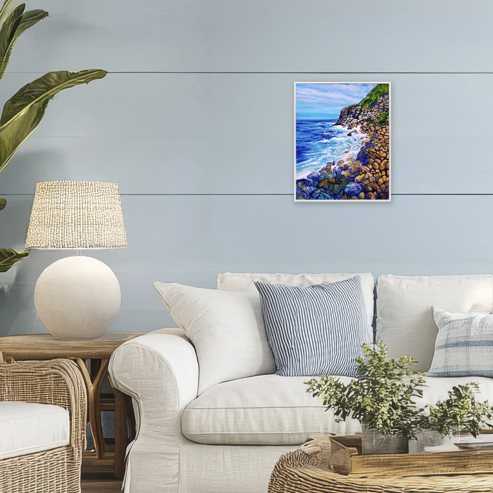 Stupell Industries Cliffside Ocean Spray White Framed Giclee Art, design by Lee Ann Zirbes