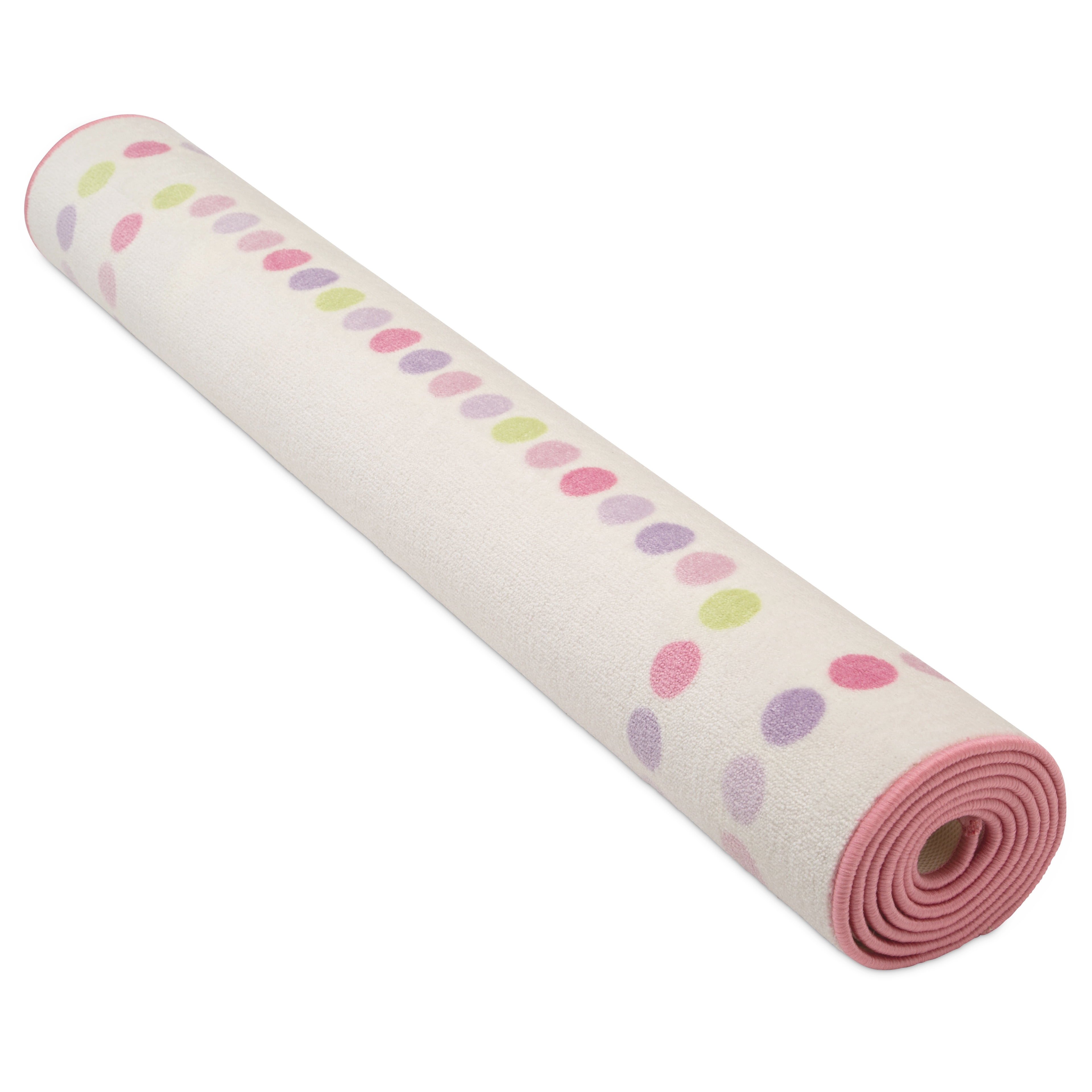 Delta Children Kids Pearl Dot Rectangle Area Rug, 53-Inch x 59-Inch, Cream/Pink
