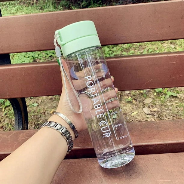 Taza de agua, taza de plástico, botella de agua deportiva, tapa doble esmerilada, color alto y taza de agua para mujeres y estudiantes