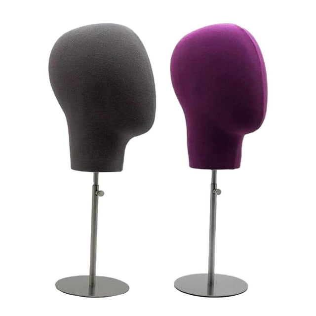 Cabeza De Maniquí Profesional Ajustable Duradero Para Auriculares Sombrero Postizo Gris+Cabeza De Maniquí Profesional Ajustable Duradero Para Auriculares Sombrero Postizo Púrpura Estilo A Baoblaze none