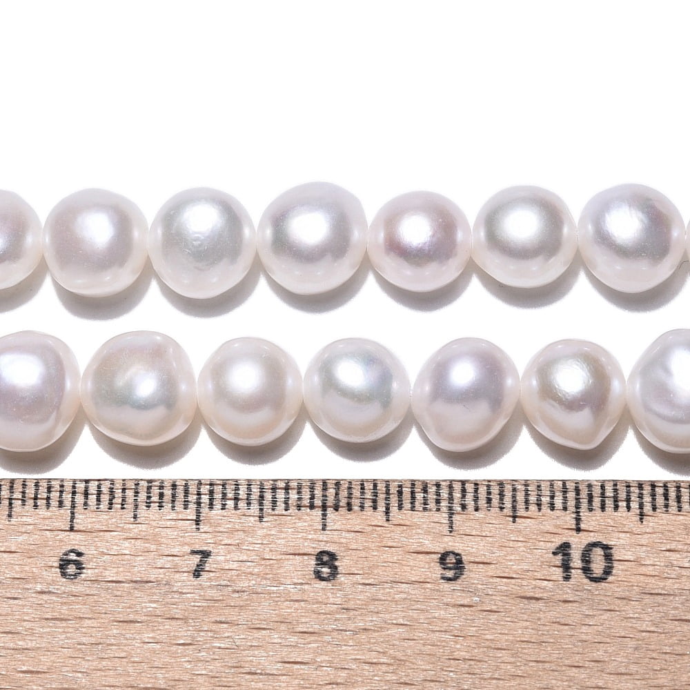 Natural Cultured Freshwater Pearl Beads Strands Two Sides Polished Creamy White 7.5~9x8.5~10x5.5~7mm Hole: 0.5mm about 20~21pcs/strand 6.89~7.09''(17.5~18cm)