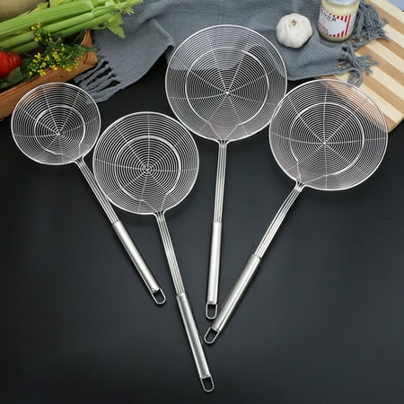 

Conditiclusy Long Handle Round Stainless Steel Colander Oil Filter Fried Food Grid Strainer