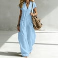 thumbnail image 4 of Guluxicc Jumpsuits for Women Casual Summer Sleeveless V Neck Button Down Overalls Beach Travel Vacation Rompers with Pockets, 4 of 7