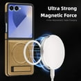 thumbnail image 2 of Magnetic for Samsung Galaxy Z Flip 7 PU Leather Case, Compatible with Magsafe, Built-in Invisible Stand, Premium Ultra Slim Adjustable Kickstand Protective Phone Case for Galaxy Z Flip 7, Desertgold, 2 of 9