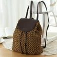 thumbnail image 1 of LHSHID Summer Hollow Out Backpack Drawstring Hasp Straw Bag School Bag Knitting Rucksack Beach Bag Travel Holiday Ladies Handbag Bolsas, 1 of 6
