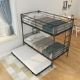 thumbnail image 4 of BTMWAY Twin Over Twin Bunk Bed with Trundle, Metal Bunk Beds Frame with 2 Side Ladders, Convertible Bunk Bed with Safety Guard Rails, No Box Spring Needed, Black, 4 of 11