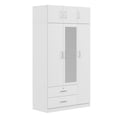 thumbnail image 6 of 3-Door Full-length Mirror Wardrobe, Armoire Storage Closet with 3 Top Cabinet and Hanging Rod for Bedroom, 6 of 14