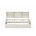 thumbnail image 3 of Twin Size Wooden Platform Bed Frame with Side Shelves, 2 Drawers & Built-in USB Port in Creamy White for Bedroom, 3 of 11