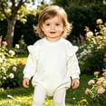 thumbnail image 2 of Baby Bodysuits Unisex Bodysuit Boys Girls Clothes Baby Girls Climbing Clothes Baby Long Sleeve Letter Triangle Romper Longs Set 6-12 Months, 2 of 6