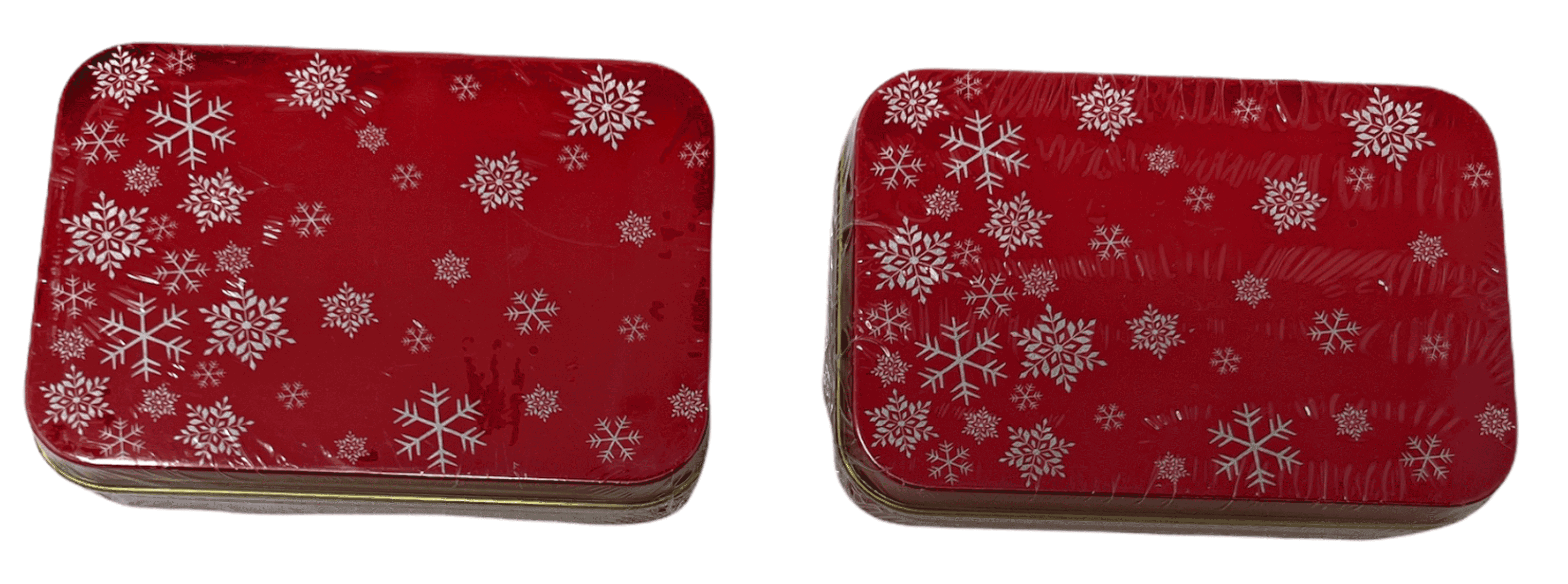 Northeast Home Goods Christmas Holiday Gift Card Tin Box, 2Pack (White Snowflakes on Red