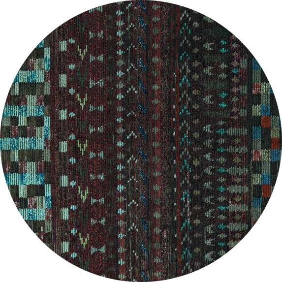 Ahgly Company Indoor Round Abstract Light Blue Modern Area Rugs, 7' Round