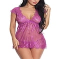 thumbnail image 1 of Lingerie pour Femmes Strings en Dentelle Transparente Babydoll Mini-Robe de Nuit, 1 of 2