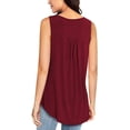 thumbnail image 2 of Blusas de verano sin mangas con cuello en V para mujer, de color sólido, informales, con botones Fokelyi WRHS-33-4, 2 of 5