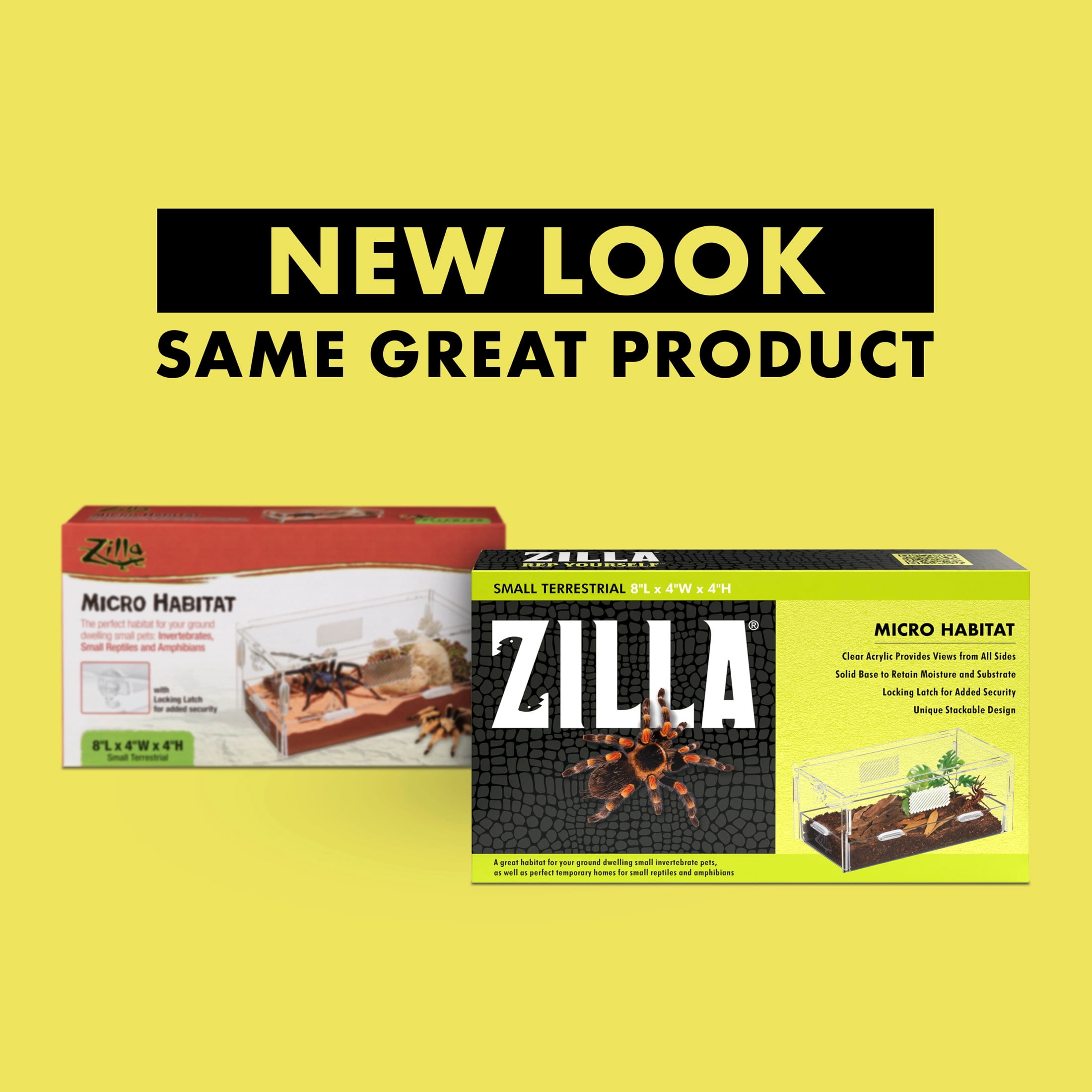 Zilla Micro Habitat Terrariums with Locking Latch Terrestrial for Reptiles, Acrylic, Small