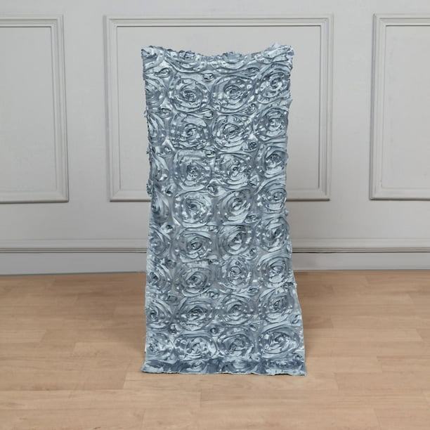 Efavormart Dusty Blue 3D Satin Rosette Chiavari Chair Slipcover, Chair ...