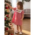 thumbnail image 6 of RUINIXCW Toddler Baby Girl Christmas Dress Little Baby Girls Red Gingham Plaid Dress Puff Short Sleeve Scalloped Doll Collar A-line Dress, 6 of 9