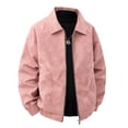 thumbnail image 2 of VeFlora Big & Tall Mens Retro Solid Jacket, Lapel Loose Fit Casual Coat, Suede Oversized Anorak for Men, Daily Streetwear and Commuting Outfits.(Pink/8XL), 2 of 4