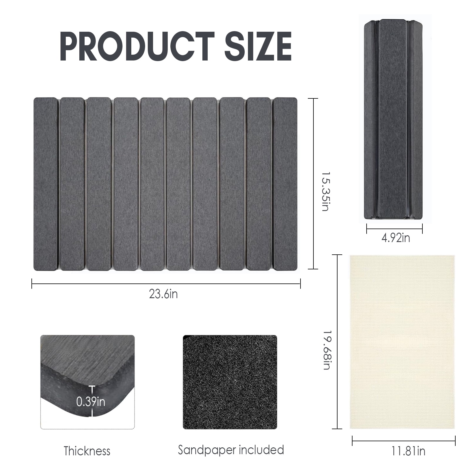 Large Foldable Stone Bath Mat,Diatomaceous Earth with Non-Slip and Super Absorbent, Dry Mat with Quick Dry for Bathroom