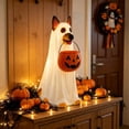 thumbnail image 5 of Halloween Decorations Indoor, Light Up Ghost German Shepherd Dog Statue, Waterproof Outdoor Resin Figure with Removable Pumpkin Candy Bucket, Warm LED Decor for Fall Halloween Party Yard Layout, 5 of 5