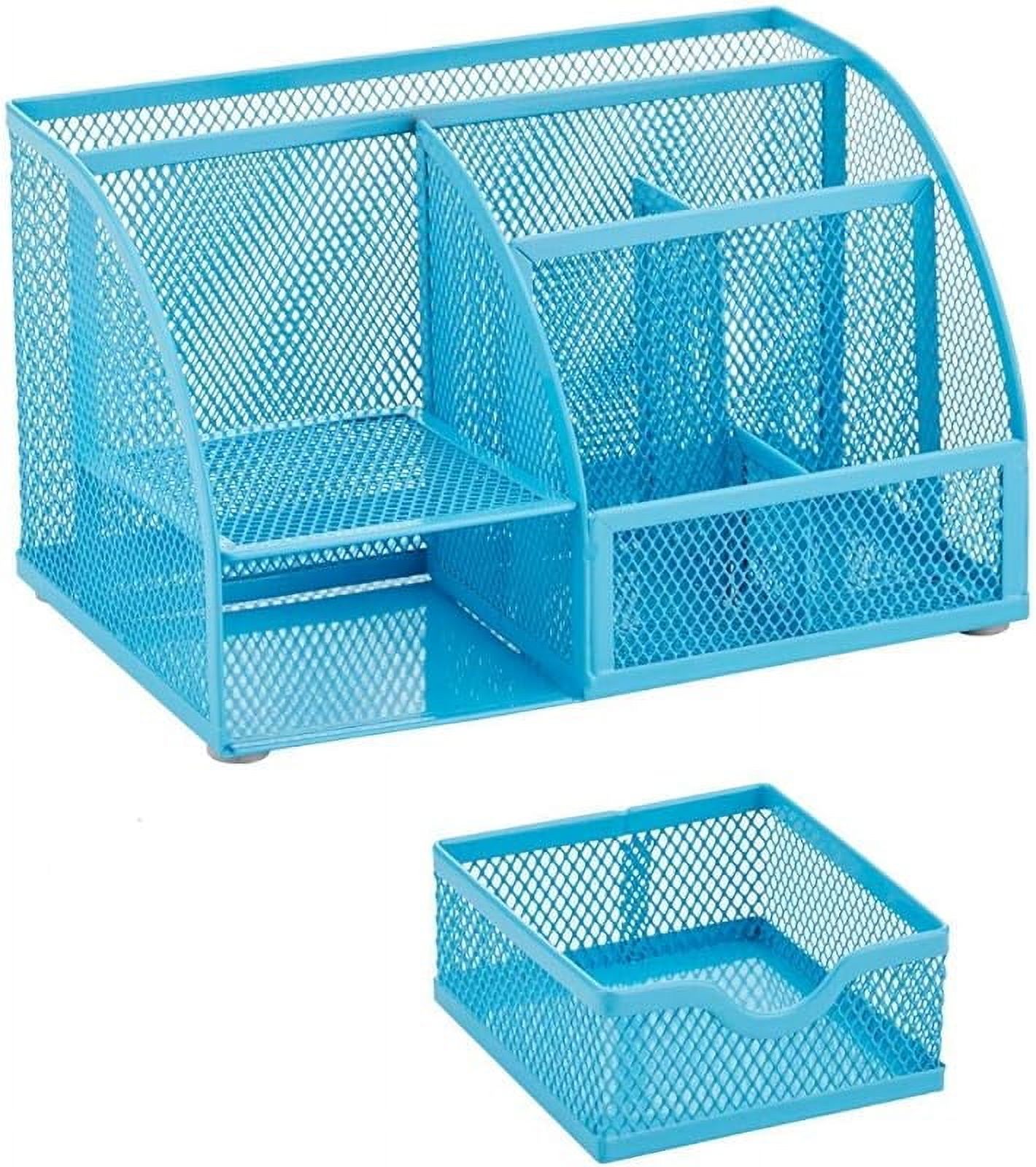 Mesh Desk Organizer Office with 7 Compartments + Drawer/Desk Tidy Candy/Pen Holder/Multifunctional Organizer