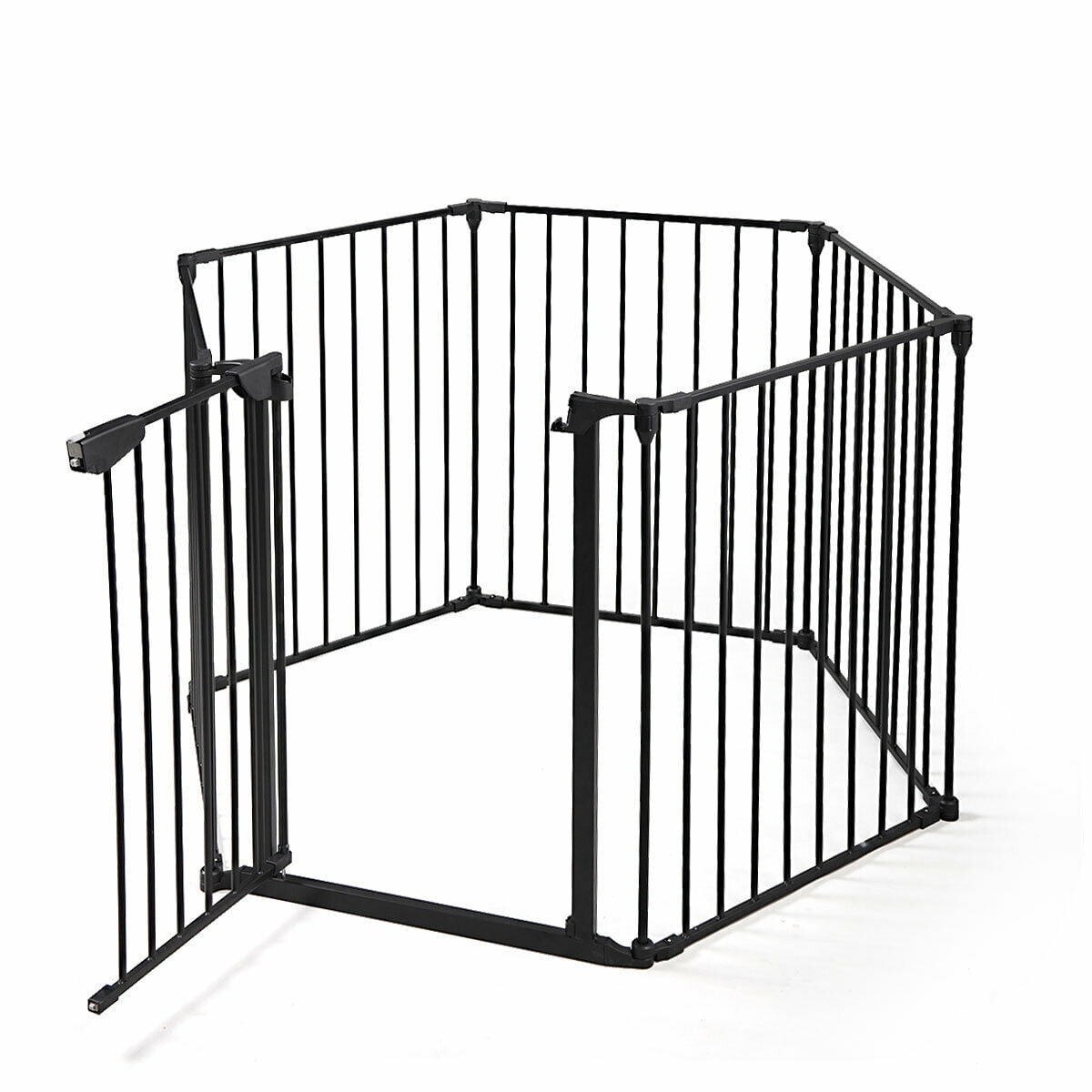 Kepooman 6 Panel Safety Kids Play Yard, Lightweight Panel Playpen Fireplac Fence with Gate for Toddler Child Pets - Black Kepooman 6 Panel Safety Kids Play Yard, Lightweight Panel Playpen Fireplac Fence with Gate for Toddler Child Pets - Black