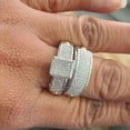 thumbnail image 2 of TAAPSEE JEWELS 14K White Gold Finish Cubic Zirconia Wedding Band Trio Ring Engagement Set for his & Her, 2 of 2