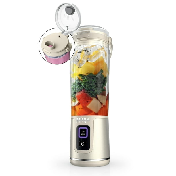 Ninja Blast Batidora portátil, sin cable, 18 onzas, licuadora personal para batidos y batidos, sin BPA, tapa a prueba de fugas y boquilla para sorbo, recargable con USB-C, piezas aptas para