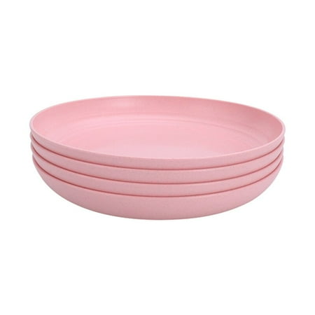 

4 Pack Lightweight Wheat Straw Plates Unbreakable Dinner Plates Dishwasher Microwave Safe BPA Free Plastic Dinner Plates