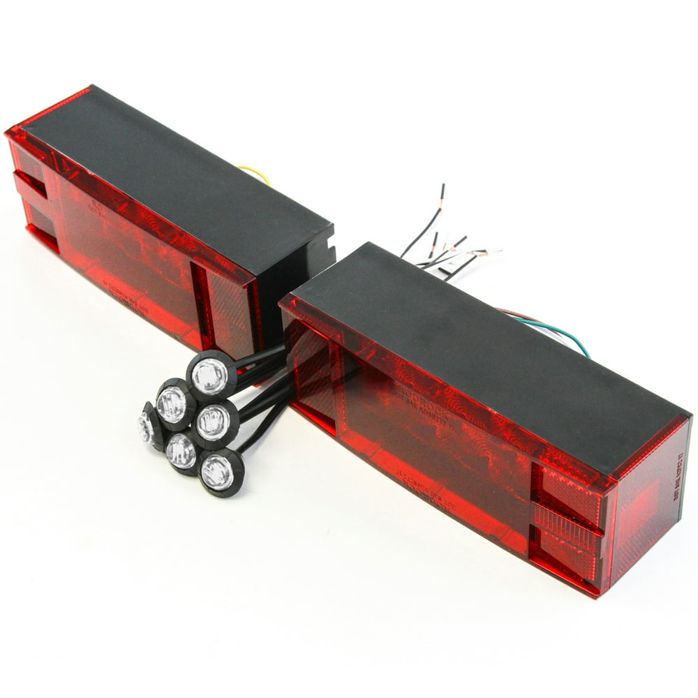 (2) LED Submersible Combination Trailer Tail Lights Boat & (6) Clear