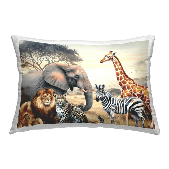 Stupell Industries Grouped Jungle Animals Decorative Printed Throw Pillow Design by Nicole DeCamp.