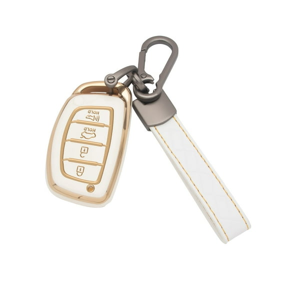 Xotic Tech Set White TPU Full Protect Remote Control Key Fob Cover Shell Case w/Keychain Compatible with Hyundai Elantra GT Ioniq Sonata Tucson Accent Creta Venue I40 X35 I45