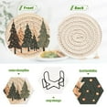 thumbnail image 4 of Yayeee 6 PCS Drink Coasters with Holder Set Woven Absorbent Round Tabletop Hot Pad, Beige Christmas Trees, 4 of 7