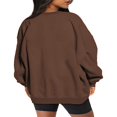 thumbnail image 3 of Women Sweatshirt  Long Sleeve Crew Neck Solid Loose Fall Pullover Tops for Casual Daily Gray S, 3 of 4