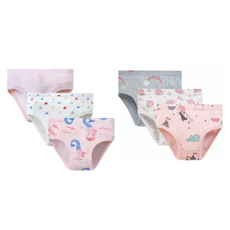 

2-7T Baby Girls Sofe Cotton Briefs Toddler Kids Cute Underwear 6-Pack
