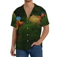 thumbnail image 2 of Picia Hybrid Parrot in the Forest Men's Linen Shirts Short Sleeve Cuban Beach Shirts Casual Shirts Button Down Shirt for Men Beach Summer Wedding Shirt-Large, 2 of 7