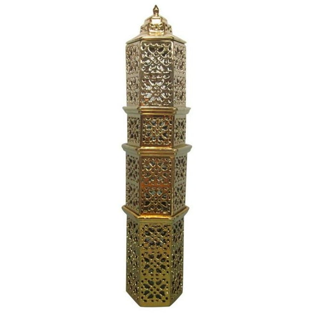 Benzara BM145770 Tower Decor Piece, Glossy Gold